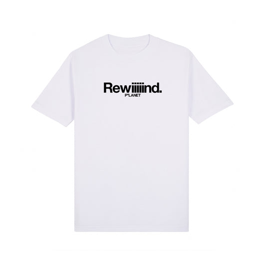 Planet Workshop Rewind shirt in White - Track so nice, you have to listen twice